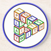 赤おもしろい青イエローグリーンキッズブロック コースター (正面)