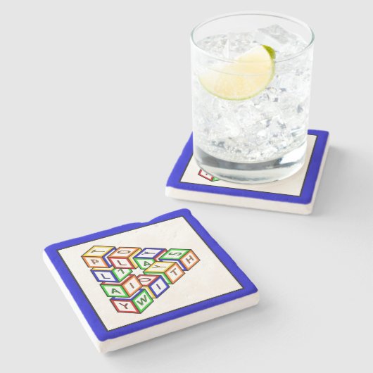 赤おもしろい青イエローグリーンキッズブロック ストーンコースター (横)