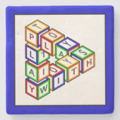 赤おもしろい青イエローグリーンキッズブロック ストーンコースター (正面)