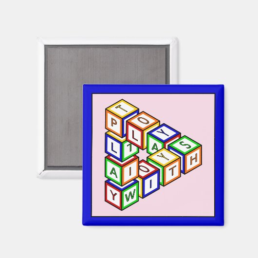 赤おもしろい青イエローグリーンキッズブロック マグネット (正面/裏面)
