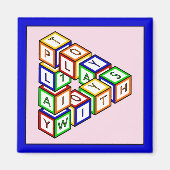 赤おもしろい青イエローグリーンキッズブロック マグネット (正面)