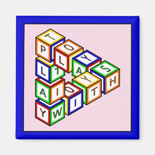 赤おもしろい青イエローグリーンキッズブロック マグネット (正面)