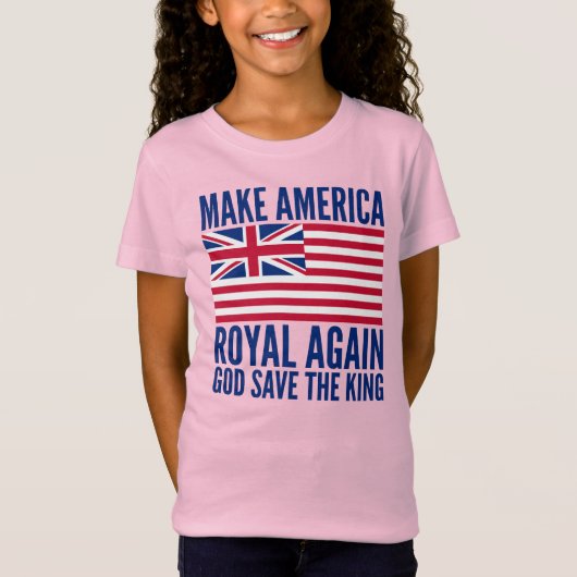 赤おもしろい青メイクアメリカ再王室の度ベクターアート Tシャツ (正面)