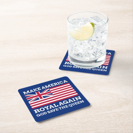 赤おもしろい青メイクアメリ王室のカ国旗 スクエアペーパーコースター (インサイチュ)