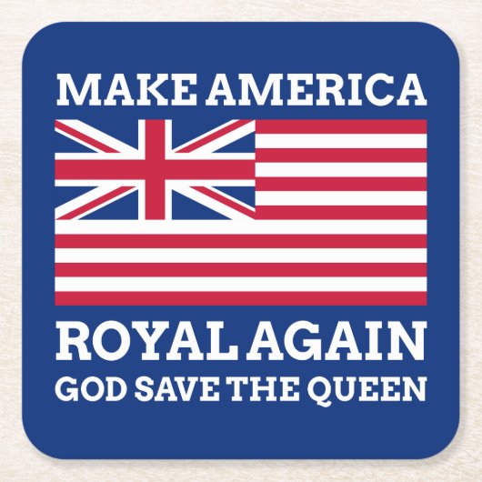 赤おもしろい青メイクアメリ王室のカ国旗 スクエアペーパーコースター (正面)