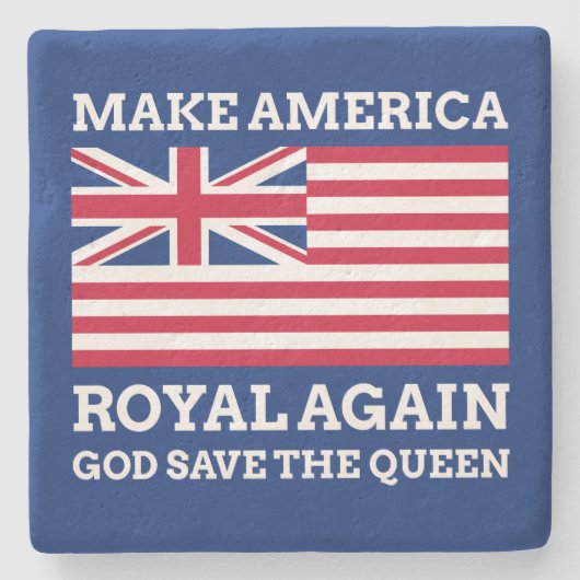 赤おもしろい青メイクアメリ王室のカ国旗 ストーンコースター (正面)