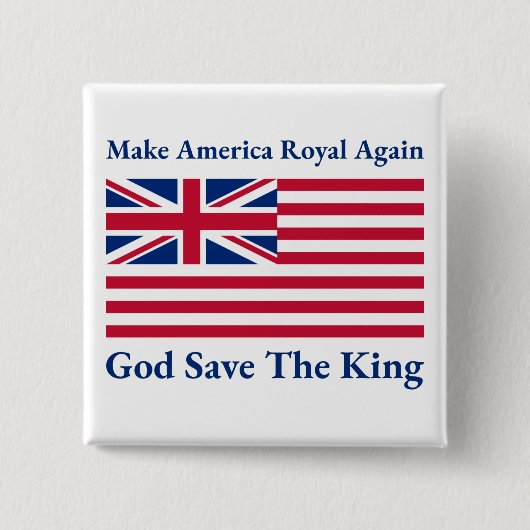 赤おもしろい青メイクアメリ王室のカ国旗 缶バッジ (正面)