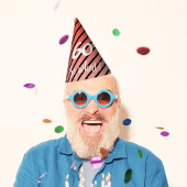 赤おもしろい黒ストライプ模様60誕生日 パーティーハット