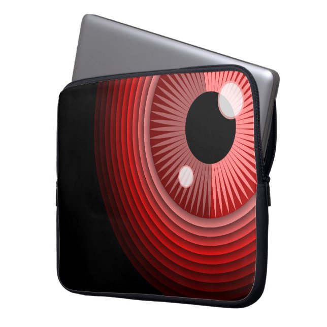 赤おもしろい黒悪悪魔の目魔法アート ラップトップスリーブ (正面左)