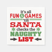 赤おもしろい/緑のクリスマスグリーティングタイポグラフィ スタンダードカクテルナプキン (正面)