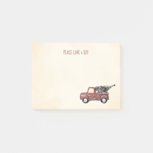 赤おもちゃのトラック、メリークリスマス ポストイット (正面)