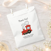 赤おもちゃ列車の少年の赤ちゃんシャワーのパーティーの好意バッグ フェイバーバッグ (クリップ留めされた状態)