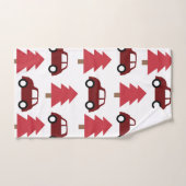 赤おもちゃ車クリスマスツリーキッズ バスタオルセット (ハンドタオル)