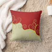 赤およびクリームのエレガントな金渦巻 クッション (ブランケット)