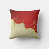 赤およびクリームのエレガントな金渦巻 クッション (裏面)