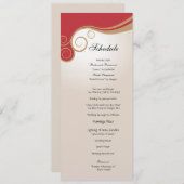 赤およびクリームのスケジュールの金ゴールドの渦巻 招待状 (正面/裏面)