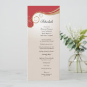 赤およびクリームのスケジュールの金ゴールドの渦巻 招待状 (スタンド正面)