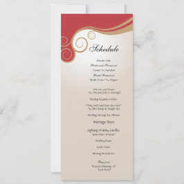 赤およびクリームのスケジュールの金ゴールドの渦巻 招待状