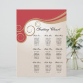 赤およびクリームの座席の図表の金ゴールドの渦巻 招待状 (スタンド正面)