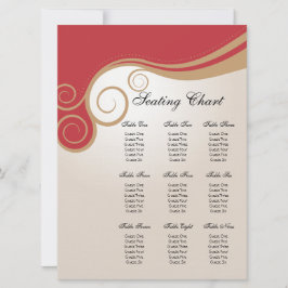 赤およびクリームの座席の図表の金ゴールドの渦巻 招待状