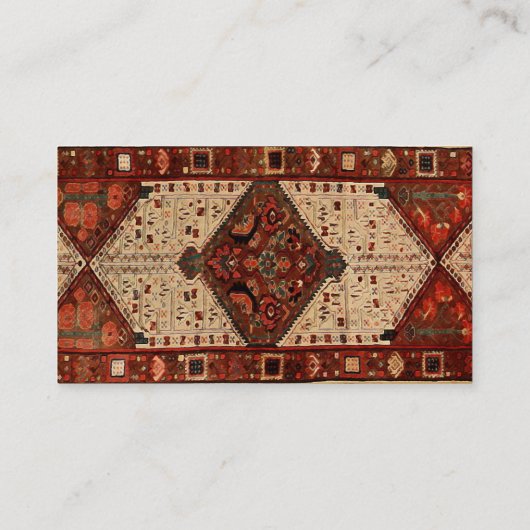 赤およびクリームの東洋の敷物のデザイン 名刺 (裏面)