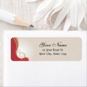 赤およびクリームの金ゴールドの渦巻 ラベル (インサイチュ)