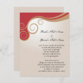 赤およびクリームの金ゴールドの渦巻 招待状 (正面/裏面)