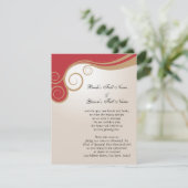 赤およびクリームの金ゴールドの渦巻 招待状 (スタンド正面)