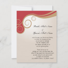 赤およびクリームの金ゴールドの渦巻 招待状