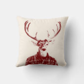 赤およびクリームの(雄ジカの)枝角を搭載する素朴な人の木びき台 クッション (裏面)