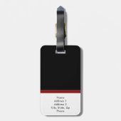 赤およびチャコールグレーのColorblockの黒く、デザイン ラゲッジタグ (裏面縦)
