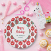 赤およびティール(緑がかった色)のクリスマスの球根 ペーパープレート (パーティー)