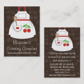 赤およびブラウンのさくらんぼのハートのエプロン名刺 名刺 (正面/裏面)