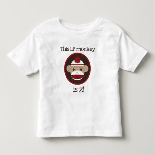 赤およびブラウンのソックス猿: 第2誕生日のティー トドラーTシャツ