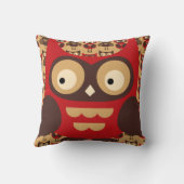 赤およびブラウンのフクロウの枕 クッション (裏面)