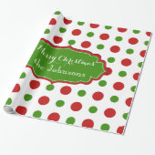 赤および緑のおもしろいのクリスマスの水玉模様 ラッピングペーパー (アンロールド)