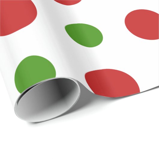 赤および緑のおもしろいのクリスマスの水玉模様 ラッピングペーパー (ロールコーナー)