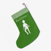 赤および緑のストライプなダンサーのクリスマスのストッキング スモールクリスマスストッキング (裏面 (吊り時))