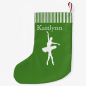 赤および緑のストライプなダンサーのクリスマスのストッキング スモールクリスマスストッキング (裏面)