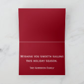 赤および緑のストライプの航海ので白いいかり シーズンカード (内部)