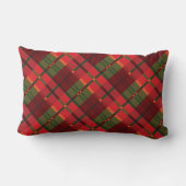 赤および緑の休日の格子縞パターン ランバークッション (裏面)