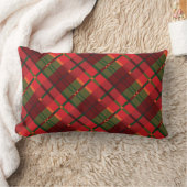 赤および緑の休日の格子縞パターン ランバークッション (ブランケット)