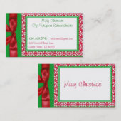 赤および緑の弓名刺 名刺 (正面/裏面)