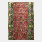 赤および緑の東洋の敷物 キッチンタオル (縦)