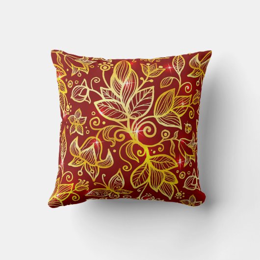 赤および金ぱくのアクセントの枕 クッション (裏面)