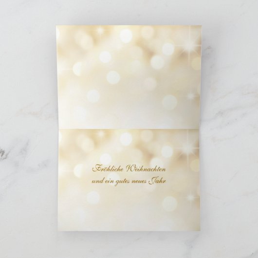 赤および金ゴールドのつまらないもののドイツ人のクリスマス シーズンカード (内部)