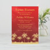 赤および金ゴールドのアラビアンナイトの菓子16の招待状 招待状 (スタンド正面)