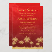 赤および金ゴールドのアラビアンナイトの菓子16の招待状 招待状 (正面/裏面)