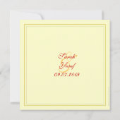 赤および金ゴールドのイスラム教の結婚式 招待状 (裏面)