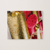 赤および金ゴールドのクリスマスのクラッカー ジグソーパズル (横)